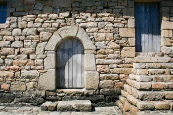 doors in old Breton house on Ile de Brehat, Brittany France