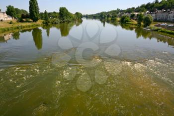 wide, but not deep river in summer day (Loire river in France)