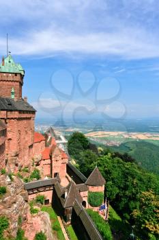 view on lands from chateau du Haut-Koenigsbourg, Alsace, France