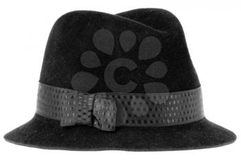 black felt man's hat fedora isolated on white