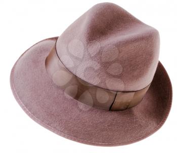 Classic brown man's hat fedora, isolated on white
