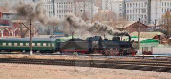working steam locomotive in town 