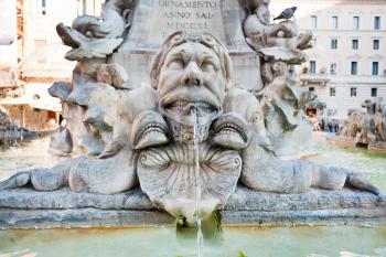 Fountain and Egyptian obelisk in Piazza della Rotonda, Rome, Italy