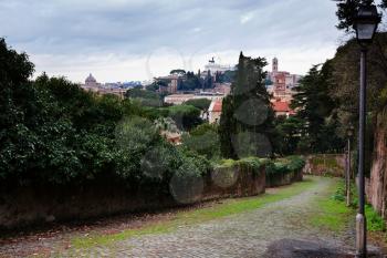 view of Capitoline Hill from Aventine Hill in Rome, Italy