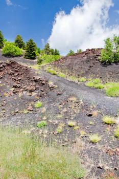 path between old craters of Etna, Sicily, Italy