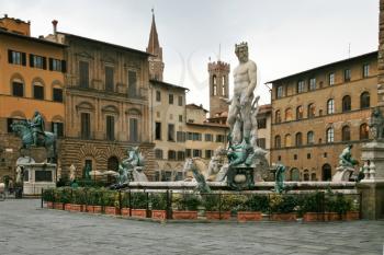 view on Piazza della Signoria and Fountain of Neptune in Florence