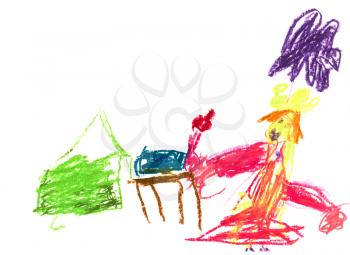 childs drawing - princess and pet
