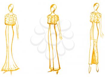 sketch of fashion model - development of ladies evening gown
