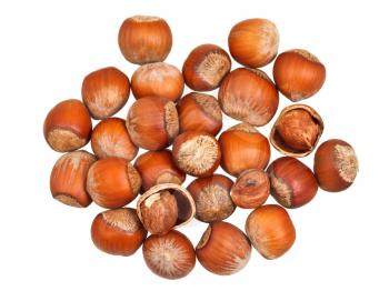 handful of hazelnuts isolated on white background
