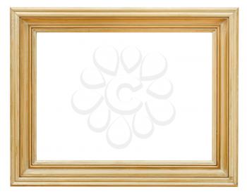 wide clacssical gilded picture frame with cutout canvas isolated on white background