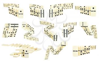 set of zigzags from domino tiles isolated on white background