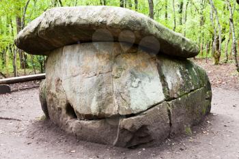 big shapsugskiy dolmen - monument of prehistoric architecture in caucasus mountains, Russia