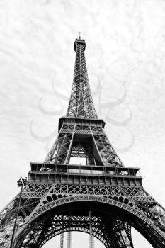bottom view of Eiffel tower in Paris