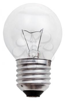 small incandescent light bulb isolated on white background