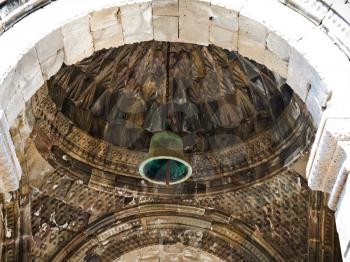 carved stone ceiling of dome of sts. paul and peter cathedral in Tatev Monastery in Armenia