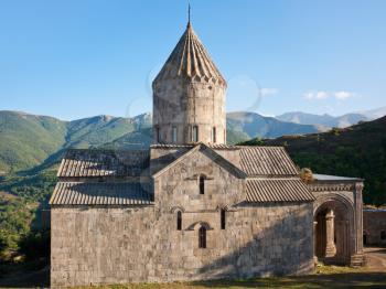 side view of st. paul and peter church in Tatev Monastery in Armenia