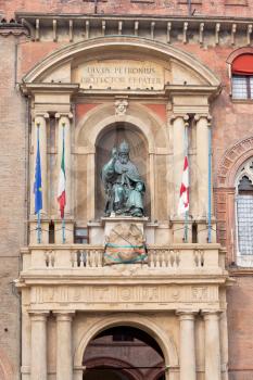 bronze statue of the Bolognese Pope Gregory XIII in palazzo d'accursio in Bologna, Italy.