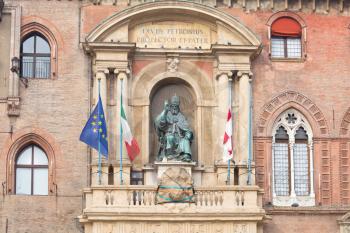 statue of the Bolognese Pope Gregory XIII in palazzo d'accursio in Bologna, Italy