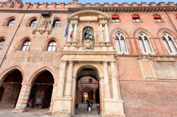 facade of accursio palace (Town hall) in Bologna, Italy