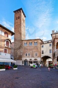 medieval tower on Piazza della Frutta in Padua, Italy