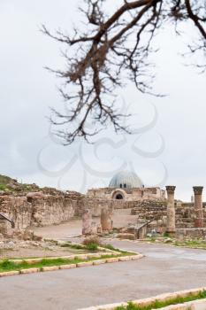 view on Umayyad palace  in antique citadel in Amman, Jordan