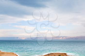 early blue dawn on Dead Sea coast