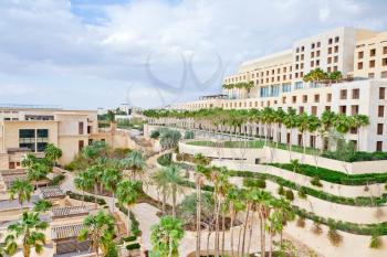 view on resort buildings on Dead Sea coast, Jordan