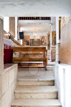 interior of Greek Orthodox Basilica of Saint George in town Madaba, Jordan