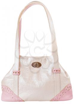 pink leather woman's bag isolated on white