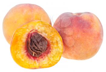 juicy peaches isolated on white background
