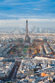 view on Eiffel Tower and panorama of Paris afternoon