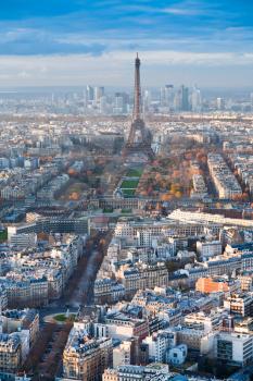 view on Eiffel Tower and panorama of Paris afternoon