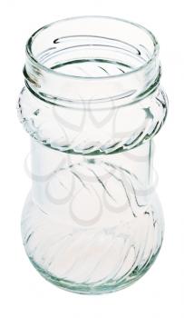 decorated open glass jar isolated on white background