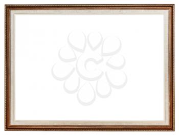 classic carved wooden picture frame with cut out canvas isolated on white background