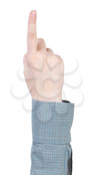 pointing forefinger hand gesture isolated on white background
