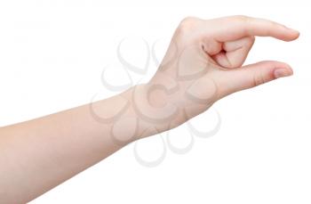 showing little size - hand gesture isolated on white background