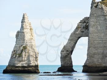 natural rocks in english channel beach of Etretat cote d'albatre, France