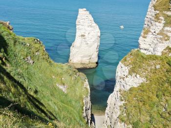 rocks near english channel beach of Etretat cote d'albatre, France
