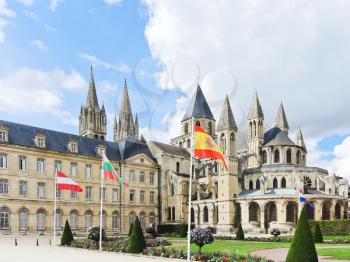 view of Abbey of Saint-Etienne (Abbaye aux Hommes) in Caen city, France