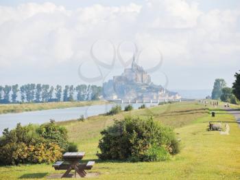 scenery with mont saint-michel abbey, Normandy, France