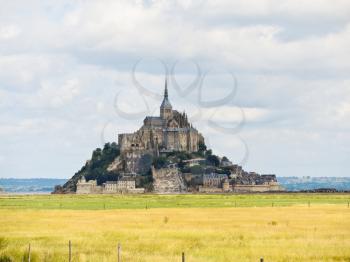 pasture fields around mont saint-michel abbey, Normandy, France