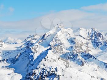 snow mountains in Paradiski skiing domain, Les Coches - Montchavin , France