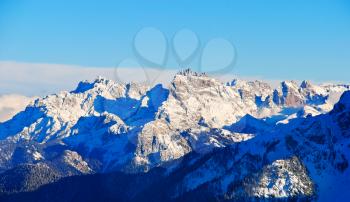 panorama of Dolomites mountain in Val Gardena, Italy