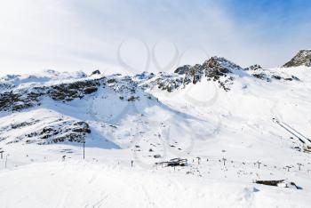 snow mountains near town Tighnes in Paradiski region, Val d'Isere - Tignes , France