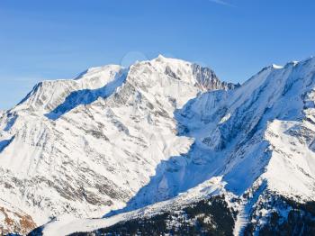 snow-covered MontBlanc area in Alps in Portes du Soleil region, Evasion - Mont Blanc, France