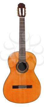 spanish classical acoustic guitar isolated on white background