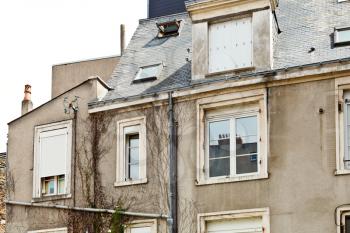 facade of old urban houses on street in Angers city, France
