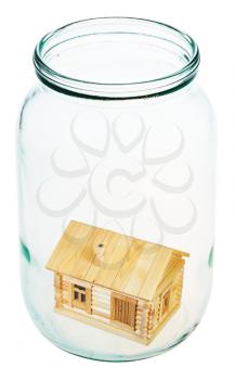 new village house in open glass jar