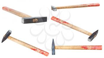 set of Cross Peen Hammers with square face isolated on white background