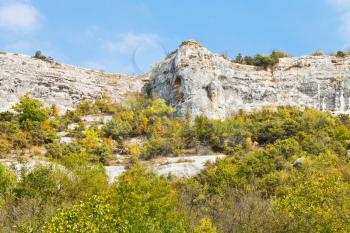 rocks in gorge mariam-dere in Crimean mountains in autumn